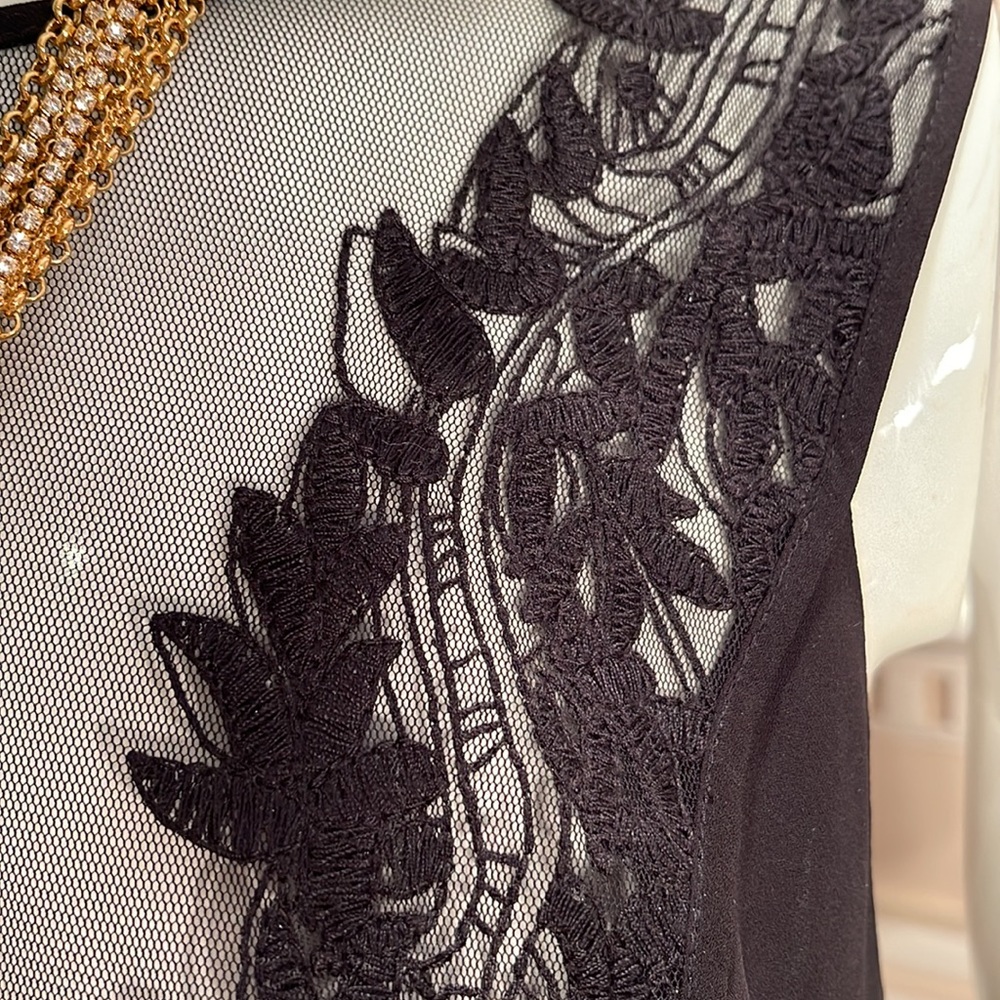 BCBG Max Azria SEXY black chiffon dress with lace - Picture 3 of 8